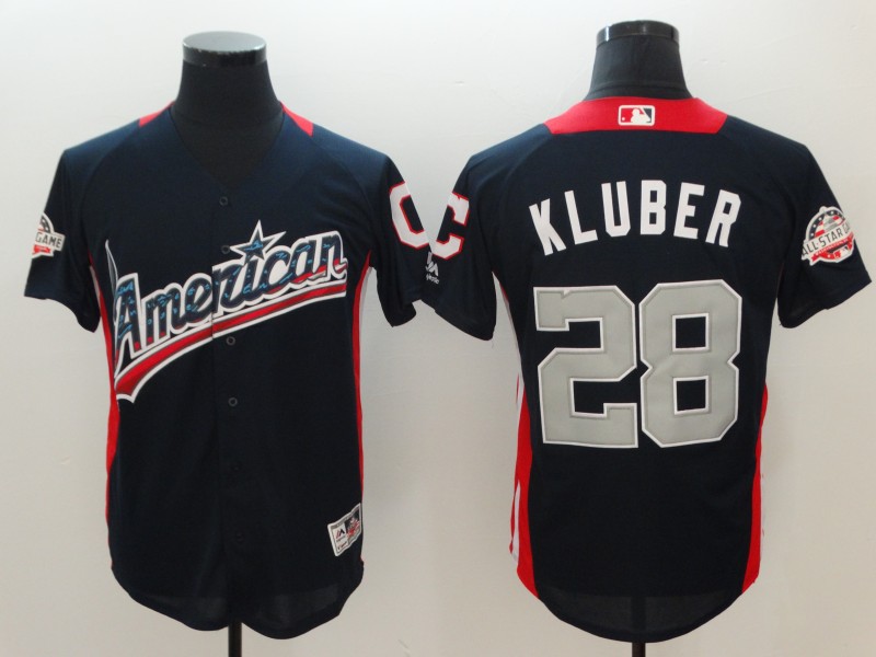 Men Cleveland Indians #28 Kluber blue Game 2018 All star MLB Jerseys->cleveland indians->MLB Jersey